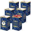 Tinlade 6 Pack 2026 Blue and Gold Graduation Decoration 13 Gallon Disposable Trash Cans for Parties Class of 2026 Garbage Recycle Pop up Bins Large Waterproof Foldable for Graduation Party School