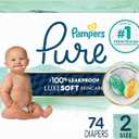 Pampers Baby Diapers - Pure Protection - Size 2, 74 Count, for up to 100% Leakproof, Premium Plant-based Skin Protection