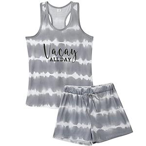 VENTELAN Womens Pajamas Tie Dye Printed Striped Tank and Shorts Set Soft PJS Sleepwear Loungewear Grey Tie Dye Small, S