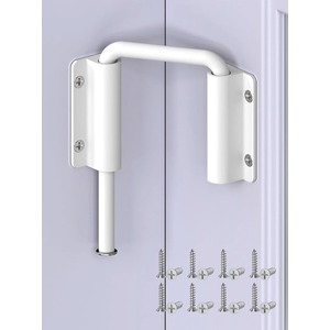 Multi-Angle Sliding Door Loop Lock, 90/180 Degree Aluminum Alloy Patio Lock Latch for Single/Double Barn Door, Window, Closet, Fence, Shed - Home Security U-Bolt Locks (White-2PCS)