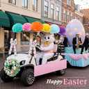 Suncalla 16 Pcs Easter Golf Cart Decorations Spring Party Decorations Festival Bowties Pastel Wreath Tinsel Garland Fringe Tissue Paper Flowers for Golf Cart Party Supplies Decor