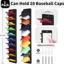 2-Pack Hat Rack for Wall, No-Drill Adhesive Baseball Cap Organizer with 20 Spring-Loaded Clips, Damage-Free Hat Holder for Closet Door Entryway, Screw Option Included, Space-Saving Hat Display Stand