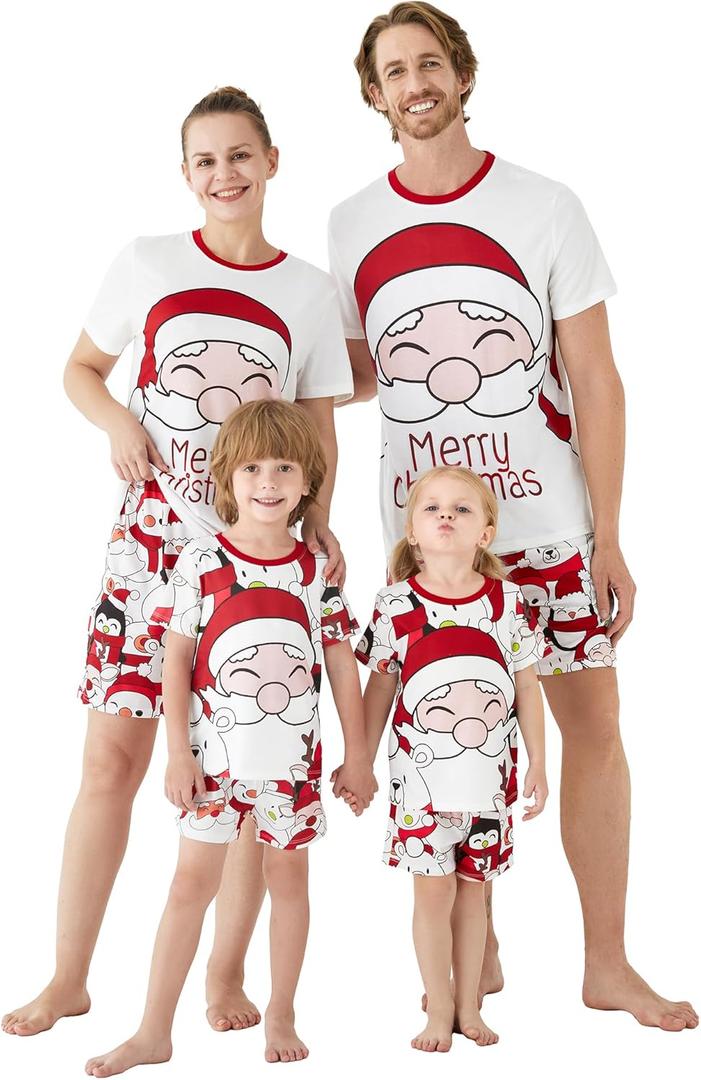 PATPAT Christmas Family Matching Short Sleeve Pajama Sets - Perfect for Family Photos & Holiday Celebrations (Small, White Santa Claus) PATPAT Christmas Family Matching Short Sleeve Pajama Sets - Perfect for Family Photos & Holiday Celebrations (Small, White Santa Claus)
