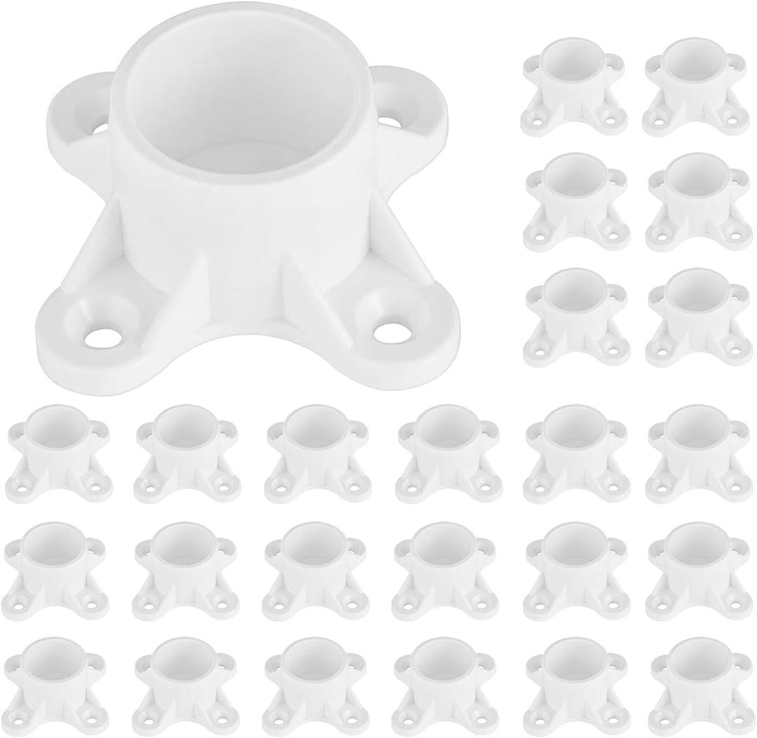 25 Packs 1/2 inch PVC Flange Table Leg Cap Fittings Furniture Screw Tab Caps for Building Furniture Support Feet Making Storage Shelves