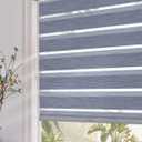 Persilux Cordless Zebra Blinds for Windows (24" W x 72" H, Dark Grey) with Upgraded Cassette Free-Stop Blackout Dual Layers Sheer Roller Shades Thermal Insulated Blinds for Office & Living Room