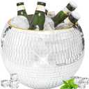 9.8 Inch Disco Ball Ice Bucket - Mirror Silver Decor for Cocktail Bar, Retro Party Accessories, Cooler for Wine, Beer, Champagne