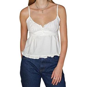 Women Fairy Grunge Y2k Shirts Square Neck Lace Patchwork Tops Vintage Goth Aesthetic Tank Tops (White, S)