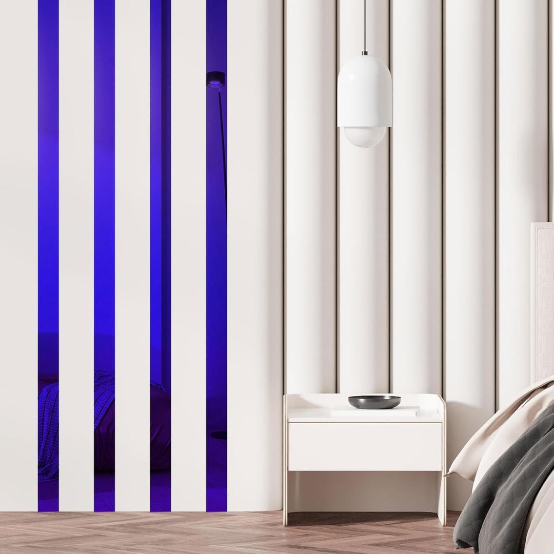 uxcell 30 Pcs Striped Mirror Stickers, 0.78'' x 11.8'' Mirror Wall Stickers Self Adhesive Acrylic Wall Decals Peel and Stick Mirror Strips Removable for Home Art Wall Decor, Blue