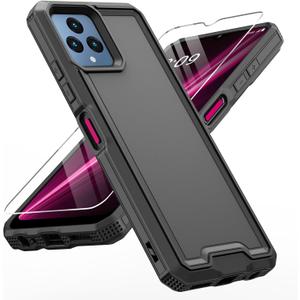for REVVL 6 5G / REVVL 6X 5G Phone Case, with Screen Protector, Heavy Duty Dual Layer Phone Case, Military Grade Drop Proof Rugged Protective Shell (Black)
