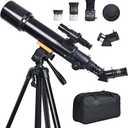 Telescope for Beginners : 70mm / 500mm Refractor (150X HD), Portable Travel Scope, Best Astronomy Gifts for Adults w/Wireless Remote, Carrying Bag. Easy Set Up
