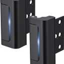 Husfunov 2 Pack Home Security Door Lock,Childproof Door Reinforcement Lock,with 3" Stop Withstand 800 lbs,for Inward Swing Doors,Night Kids Safety Metal Flip Lock Deadbolt Latch (Black)