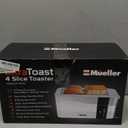 Mueller UltraToast Full Stainless Steel Toaster 4 Slice, Long Extra-Wide Slots for Bagels and Waffles, 6 Browning Levels, LED Display, Cancel/Defrost/Reheat Functions & Removable Tray, Kitchen Gadgets