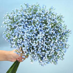 Artflower Babys Breath Artificial Flowers, 20Pcs Fake Baby Breath Flowers Artificial Bulk, Faux Blue Gypsophila Babies Breath Real Touch Flowers for Wedding Bouquet Floral Arrangement Party Home Decor