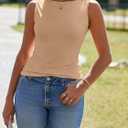 Imily Bela Womens Going Out Casual Tank Tops 2025 Trendy Summer Basic Sleeveless Backless T Shirts Cute Slim Fit Y2K Tee (Beige, L)