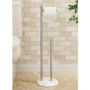 KES 29" H Anti-Wobble Toilet Paper Holder Stand with 3X Weighted Marble Base, 18/8 Stainless Steel Free Standing Toilet Paper Holder with Storage for 5 Rolls, Vintage Brushed Finished, BPH236-2