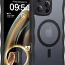 TAURI Magnetic for iPhone 16 Pro Max Case, Cute Wavy Design [Full Camera Protection] [Compatible with Magsafe] Anti-Slip Translucent Matte Case for iPhone 16 Pro Max for Women Girls, Black