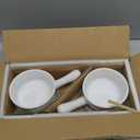 LE TAUCI Soup Bowls with Handles and Silicone Lids, 15 Oz French Onion Soup Bowls, Non-Toxic Ceramic Soup Crocks for Noodles, Stew, Cereal and Chilli, Oven Microwave Dishwasher Safe, Set of 2, White