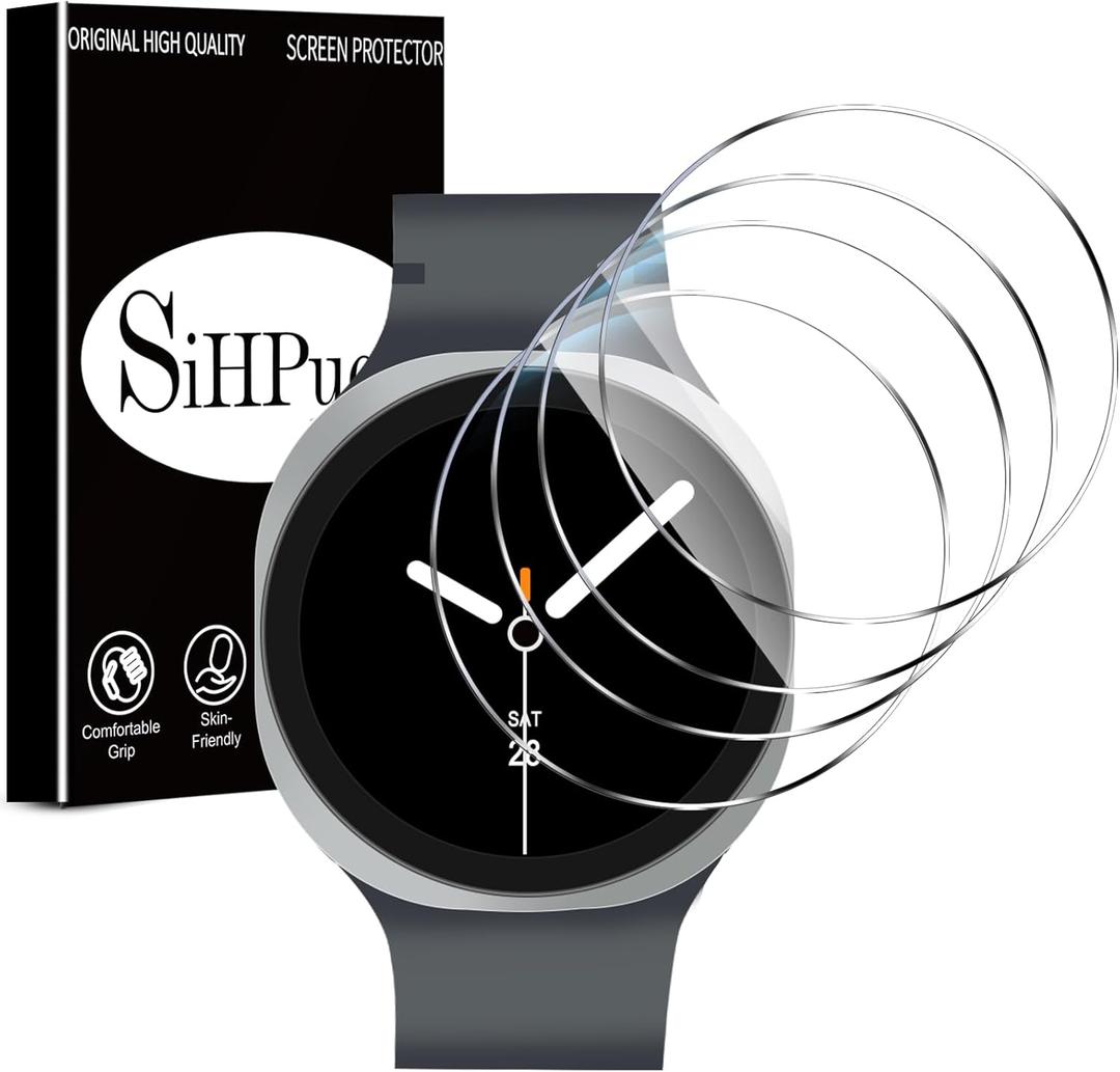 SiHPuoy 4 Pack for Samsung Galaxy Watch 8 Screen Protector 44mm (Bluetooth & LTE) Tempered Glass, HD Ultra-thin,Anti Scratch, Bubble Free, Case Friendly, Accessories Film for Galaxy Watch 8 44mm