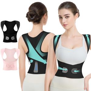 babaka Posture Corrector for Women, Invisible Lightweight Adjustable Back Brace for Upper and Lower Back Pain Relief, Hunchback, Hump, Scoliosis, Thoracic, Spine Corrector Under Clothes (Black, Small, Waist: 25''-30'')