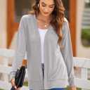 Womens Casual Lightweight Long Sleeve Cardigan Flowy Soft Open Front Knit Cardigan Sweaters (Gray, M)