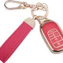 for Honda Key Fob Cover, Soft TPU Keys Protector Bling Key Fob Keychain for 2022 2023 Accord Civic HR-V CR-V Pilot Smart Key Case, Gold Red