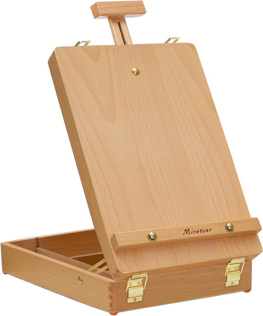 Tabletop Art Easel for Painting, Premium Wooden Sketchbox, Portable Desktop Painting Easel for Student Artist Beginner