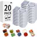 20 Sets Reusable Snack Containers Double Compartment Snackle Box Container with Lids - Leak-Proof BPA-Free Food Storage, Condiments Portion Control Dip Cups for Kids School Lunches, Meal Prep, Takeout (Transparent 20-pack)