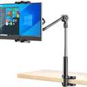 LenTok Foldable Desk Tablet Mount for iPad Portable Monitor 4.7-15.6'', Long Gooseneck Tablet Arm Holder, Table Tripod with Clamp Compatible with Surface Pro, All iPad Pro 12.9