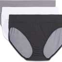 Warner's Women's Blissful Benefits Dig-Free Comfort Waistband Microfiber Hi-Cut 3-Pack 5138w (Medium, Black White Pindot Print/ White/ Smoked Pearl)