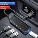 Car Accessories 4-in-1 Car USB Hub Equipped with a Data Interface and Multiple Type-C/USB-A Fast Charging interfacesUSB Hub for iPhone,iPad,Samsung Galaxy,USB Flash DriveAndroidBlack