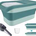 Pet Food Storage Containers, Collapsible Dog Food Container with Sliding Lid,13lb Cat Food Storage with Measuring Cup & Scoop, Plastic Dog Food Bingreen