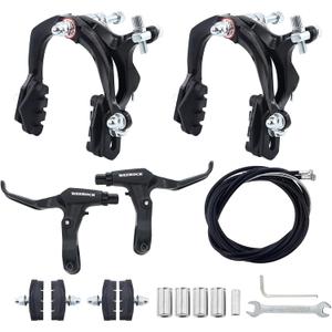 WEEROCK Bike Calip Brake Set Front and Rear C Brake Set, Rim Brake Set with Aluminum Alloy Brake levers, Bike Cables for Kids Bike, Child Bike, Student Bicycle, BMX，Beach Bike, Commuter Bike