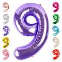 40 Inch Purple Numbers 9 Balloon, Balloons Decorations for 9 19 90 Birthday Party, Engagement, Wedding, Graduations, Photo Shoot Supplies