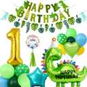 SNLN Dinosaur 1st Birthday Party Decorations for Boys Girls, Cute Foil Dinosaur Heart Star Balloons with Happy Birthday Banner Latex Balloons for Dino Baby Shower Kids Jungle Theme Party Supplies