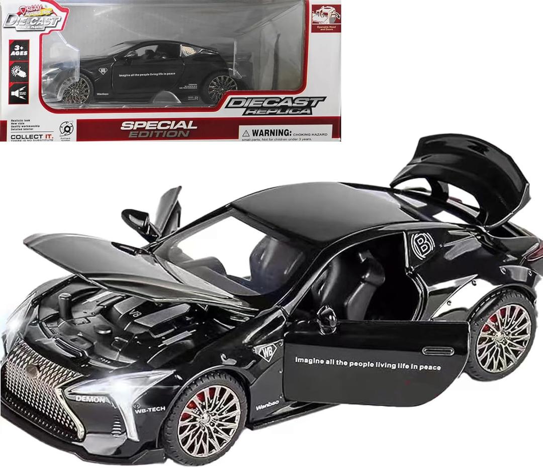 Toy Cars LC500 Model Car 1:32 Diecast Collect Car Toy with Light and Sound Diecast Metal Collectible Model Cars for 3+ Year Old Boys Pull Back Car Gift Toys for Kids Ages 3-8 (Black)