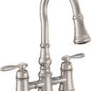 Moen S73204SRS Weymouth Two Handle Pulldown Bridge Kitchen Faucet, Spot Resist Stainless