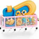 365 Gallon 103" Pool Storage Bin XXXL Extra Large Swimming Pool Float Storage Bin, Pool Noodles Holder, Toys, Floats, Balls and Floats Equipment Mesh Rolling Storage Organizer Bin, 103" Lx32 Wx35 H (Pink)