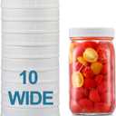 AOZITA [10 Pack] WIDE Mouth Mason Jar Lids for Ball, Kerr and More - White Plastic Storage Caps for Mason/Canning Jars - Leak-Proof, Dishwasher Safe & Food Grade