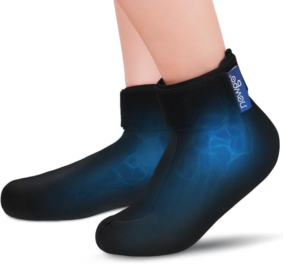 NEWGO Cold Therapy Ice Sock Ankle Ice Pack Wrap for Swelling, Foot Ice Pack Cooling Sock for Hot Feet, Foot Ankle Sprain Relief, Plantar Fasciitis, Achilles Tendonitis, Gout - 2 Pack