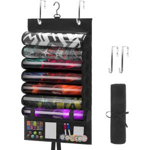 Playmat Tube Storage Bag with 6+1 Slots for MTG, TCG - Hangable Playmat Holder Over The Door,Portable Game Mat Organizer Case with XL Mesh Pockets & 2 Hooks for RPG Card Games
