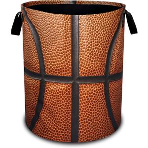 Basketball Laundry Basket Ball Texture Oxford Cloth Laundry Hamper With Handle Foldable Portable Clothes Storage Basket 18.9 X 16.5 Inch Storage Bag For Laundry Room/Bathroom/Bedroom/Dormitories