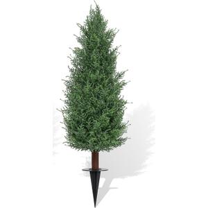 3 Pack 3ft Artificial Cedar Topiary Trees Fake Plants with Ground Spike