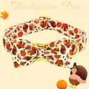 Dog Collar Thanksgiving Day Holiday Turkey Print Pet Collar Soft Cute Dog Collars with Bow Tie Adjustable Metal Buckle Collar Giftfor Medium Dogs (Medium (Pack of 1))