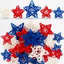 18pcs 4th of July Star Rattan Decoration Red Blue White Stars for Patriotic Decorations Home Decor DIY Craft Vase Bowl Filler Table Decoration