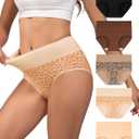 INNERSY Women's Underwear Cotton Soft Underwear High Waisted Breathable Briefs 5 Pack(Small, Leopard Charm)