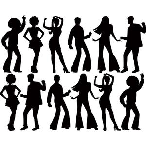 Motiskyy 12 Pcs Disco Dance Silhouettes Cutouts Large Retro Removable PVC Wall Decal Self Adhesive Party Decorations Waterproof Silhouettes PVC Wallpaper (35.43 Inch)