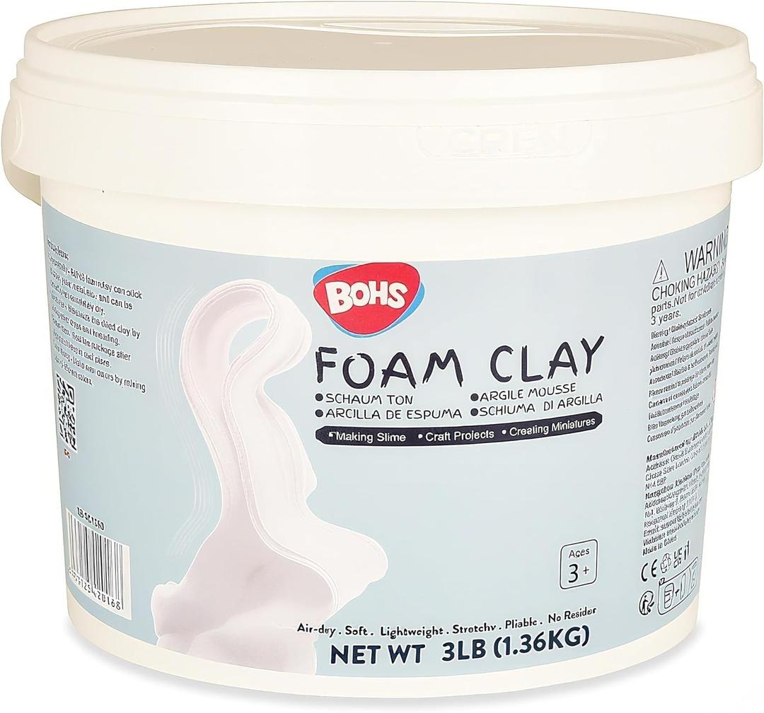 BOHS Foam Clay Pro - 3 lbs, Air Dry, No Cracks, No Stains - Modeling Clay for Adult Arts & Crafts Projects, Cosplay Items, Figurines - Age 3 Years & up