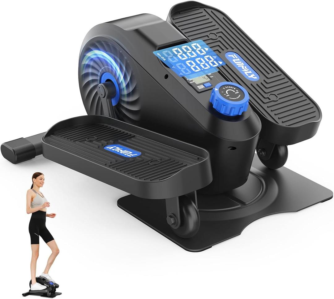 FUNMILY Under Desk Elliptical, Ellipse Leg Exerciser, Standing or Seated Mini Elliptical Machines, Portable Bike Pedal Exerciser for Seniors/Adults, Leg Workout Equipment for Home/Office (Blue)