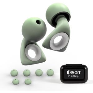 Dison Ear Plugs for Sleeping, Reusable Earplugs for Noise Reduction Silicone Hearing Protection Ear Plugs with 6 Ear Tips, Green