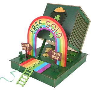 COCHIE Leprechaun Trap Kit for Kids St. Patrick's Day Decorations DIY Wood Craft, Make A Trap to Catch A Leprechaun, St Patricks Day Toys Gifts for Kids Classroom Activity Party Supplies (Green)